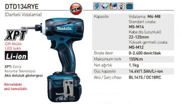 Makita DTD134RYE Akülü Darbeli Matkap Vidalama