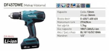 Makita DF457DWE Akülü Matkap Vidalama