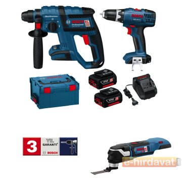 Bosch GBH 18 V-EC Darbeli Kırıcı Delici + GSR 18-2 LI Vidalama + GOP 18 Çok Amaçlı Kesme