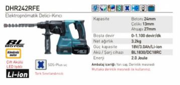 Makita DHR242RFE Akülü Kırıcı Delici