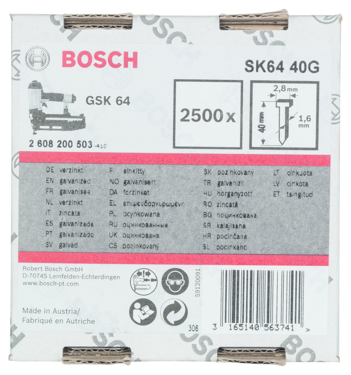 Bosch GSK 64 Çivisi 40 mm 2500li Galvanizli