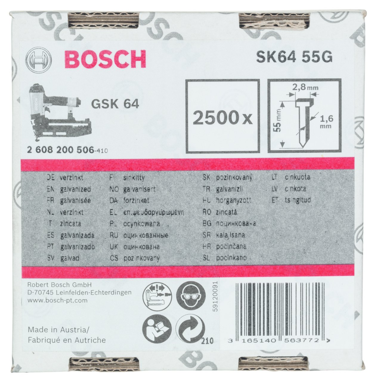 Bosch GSK 64 Çivisi 55 mm 2500li Galvanizli