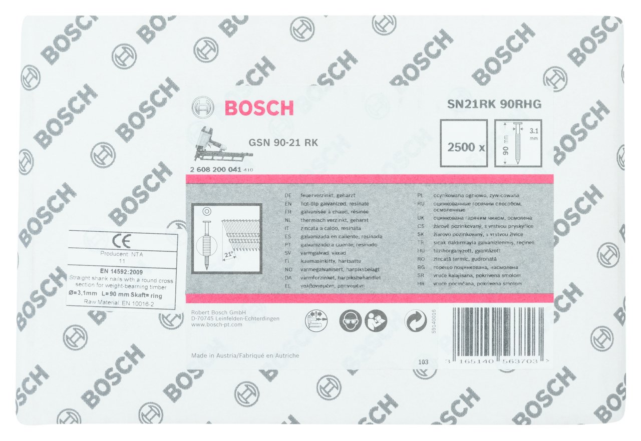 Bosch GSN 90-21DK Çivi  90mm 2500lü YivliGalv