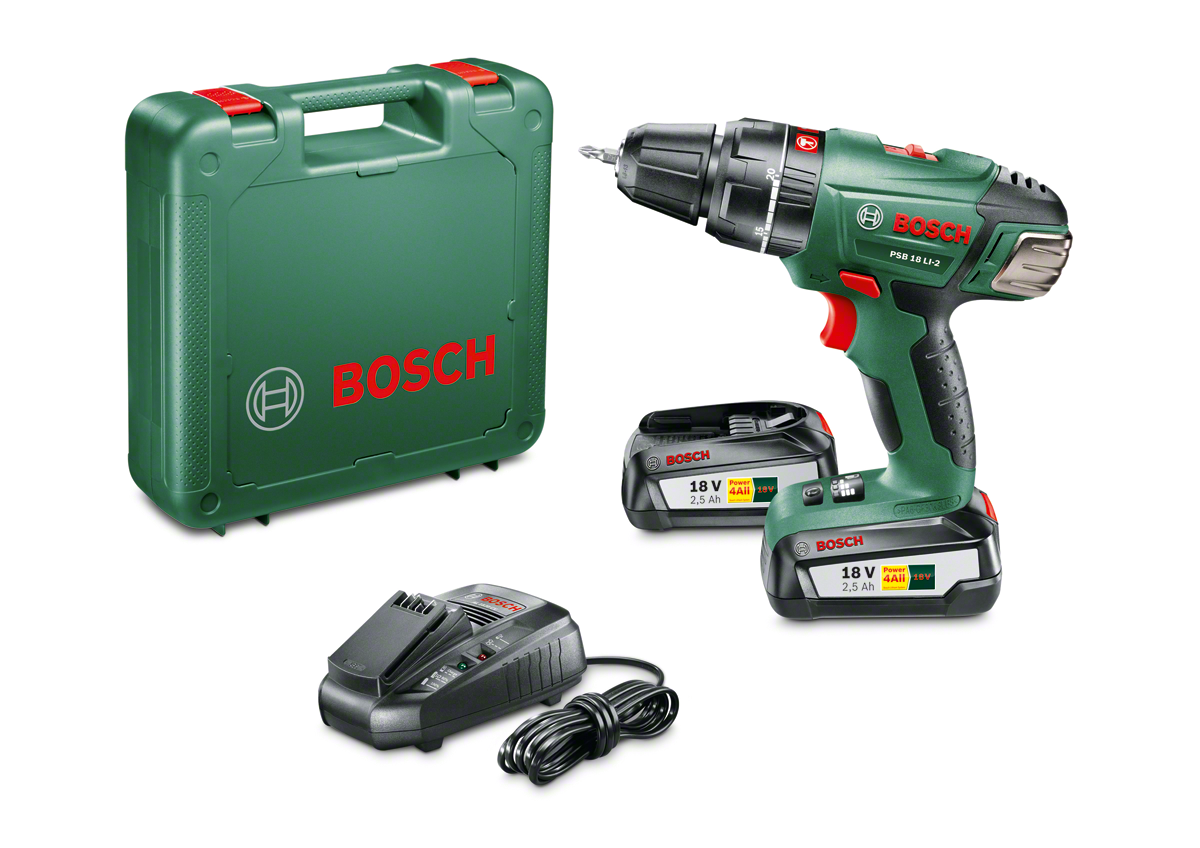 Bosch PSB 18 LI-2 Çift Akü 2,5 Ah Akülü Darbeli Delme/Vidalama Makinesi