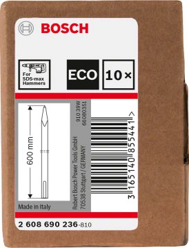 Bosch Sivri Keski SDS-Max 600 mm 10'lu EKO