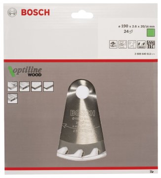 Bosch Optiline Wood 190*20/16 mm 24 Diş