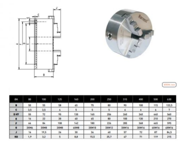 Scheppach DMT 450 ve DMS 1100 için 740056 3 Çeneli Torna Aynası Tekli Sıkıştırma 100mm