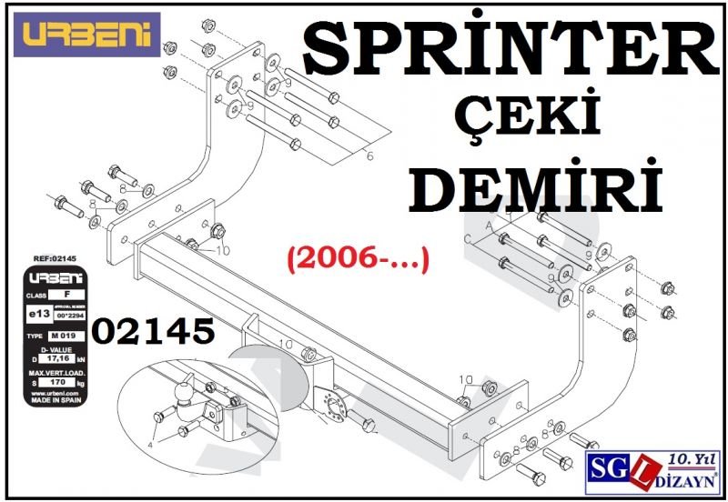 SGL-27301A MERCEDES SPRİNTER ÇEKİ DEMİRİ 6/2006-.. MERCEDES SPRİNTER AKSESUARLARI