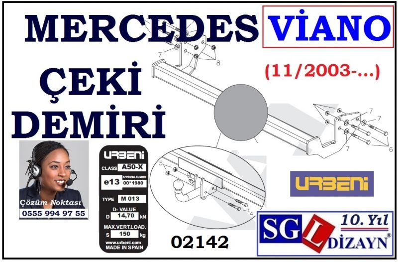 SGL-27302A MERCEDES VİANO ÇEKİ DEMİRİ W639 11/2003-.. MERCEDES VİANO AKSESUARLARI