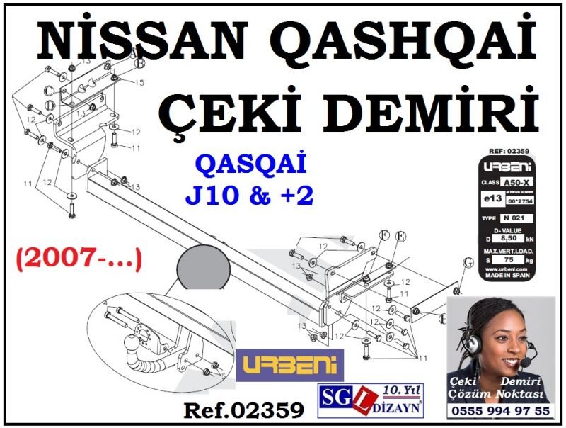 SGL-30305A NİSSAN QASHQAİ ÇEKİ DEMİRİ 2007-.. NİSSAN QASHQAİ AKSESUARLARI