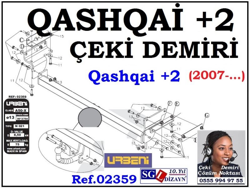 SGL-30305B NİSSAN QASHQAİ +2 ÇEKİ DEMİRİ 2007-.. NİSSAN QASHQAİ +2 AKSESUARLARI