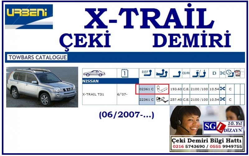 SGL-30307A NİSSAN X-TRAİL ÇEKİ DEMİRİ 06/2007-.. NİSSAN X-TRAİL AKSESUARLARI