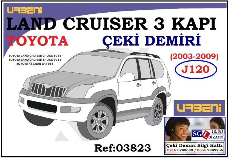 SGL-44305B TOYOTA LAND CRUİSER 3 KAPI J120 ÇEKİ DEMİRİ 2003-2009 TOYOTA LAND CRUİSER AKSESUARLARI