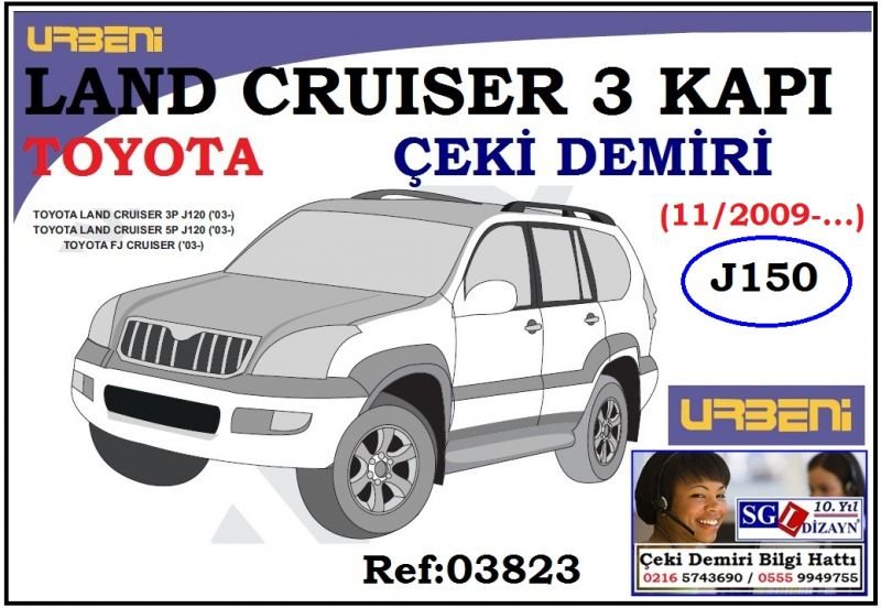 SGL-44305D TOYOTA LAND CRUİSER 3 KAPI J150 ÇEKİ DEMİRİ 11/2009-.. TOYOTA LAND CRUİSER AKSESUARLARI