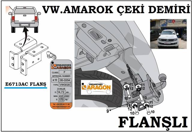 SGL-Ç-451-11C AMAROK ÇEKİ DEMİRİ (FLANŞLI SÖKÜLEBİLİR TİP) AMAROK AKSESUARLARI