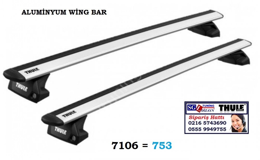 SABİT MONTAJ NOKTALI ARAÇLAR İÇİN ALUMİNYUM AERODİNAMİK WİNG BARLI TAŞIYICI SİSTEM 753 - 751