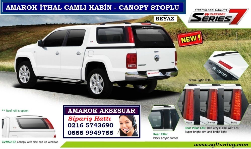 AMAROK İTHAL CAMLI KABİN CANOPY STOPLU BEYAZ AMAROK AKSESUARLARI