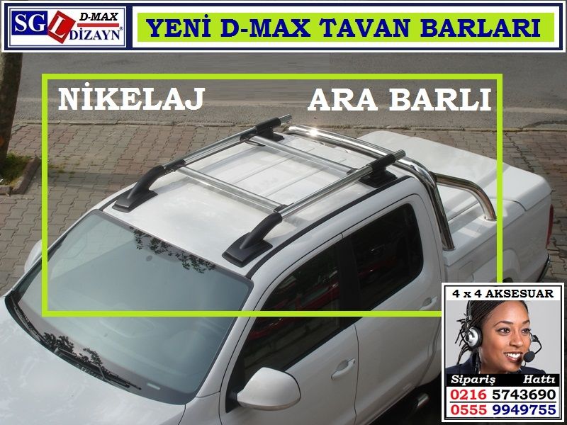 YENİ D-MAX TAVAN BARLARI NİKELAJ ARA BARLI YENİ D-MAX AKSESUARLARI