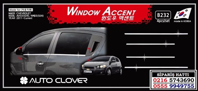 11103 YENİ AVEO HB KROM CAM ÇITASI CHEVROLET YENİ AVEO HB AKSESUARLARI
