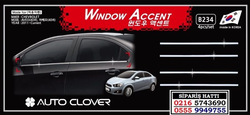 10903 YENİ AVEO SEDAN KROM CAM ÇITASI CHEVROLET YENİ AVEO SEDAN AKSESUARLARI
