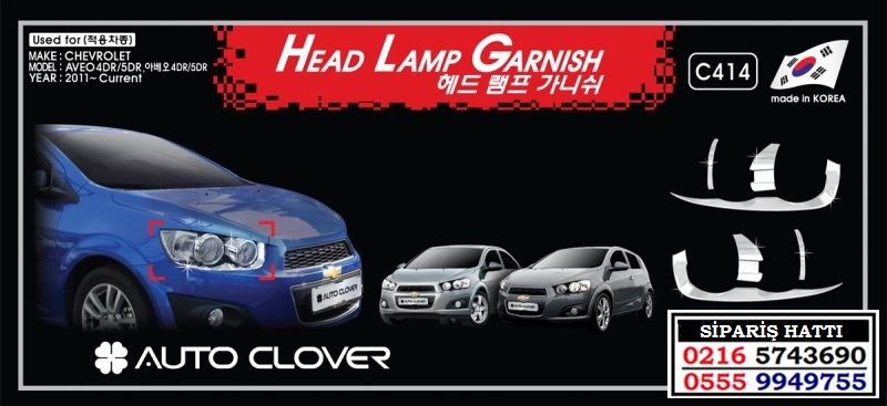10904 YENİ AVEO SEDAN KROM FAR ÇERÇEVESİ CHEVROLET YENİ AVEO SEDAN AKSESUARLARI