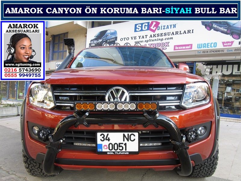 AMAROK CANYON ÖN KORUMA BARI PARLAK SİYAH BULL BAR AMAROK CANYON BAKIR TURUNCU AKSESUARLARI
