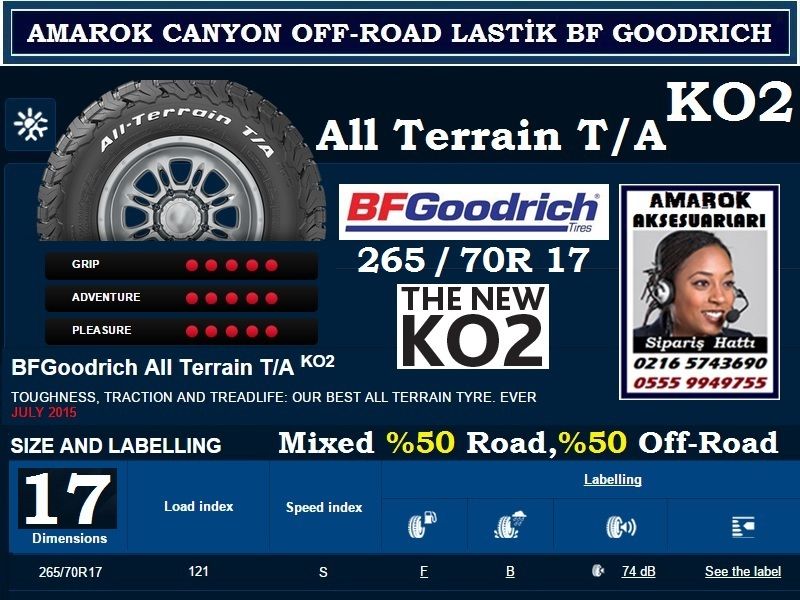 AMAROK CANYON 4X4 OFF-ROAD LASTİK BF GOODRICH ALL-TERRAIN T/A KO2 265x70x17