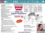 TABOR 8-S VİNÇ SENTETİK HALATLI 8000 lbs 3629 kg ÇEKME KAPASİTESİ