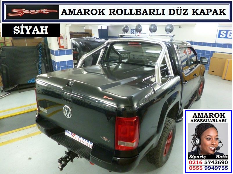 SİYAH AMAROK SPORT ROLLBARLI DÜZ KAPAK