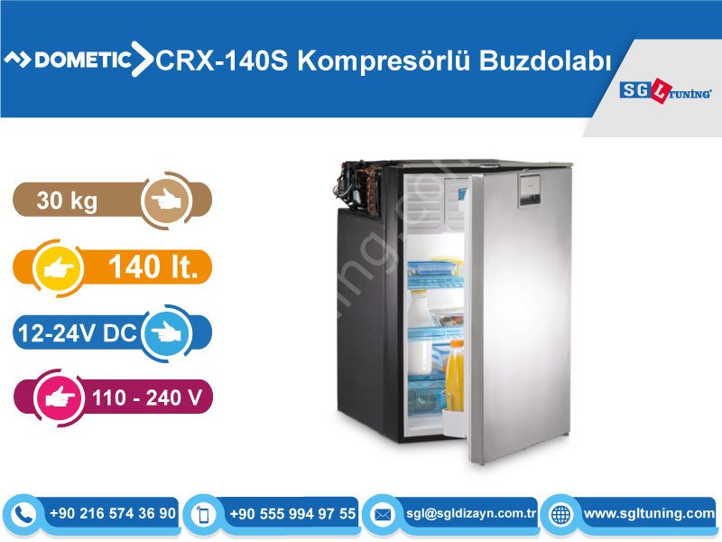 Dometic & Waeco CRX-140S Kompresörlü Paslanmaz Buzdolabı