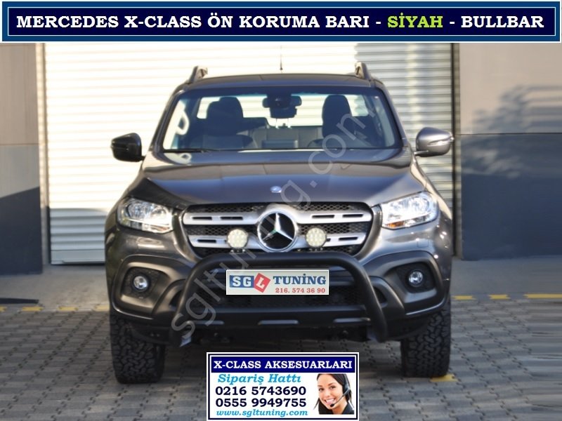 X-CLASS ÖN KORUMA BARI SİYAH BULL BAR MERCEDES X-CLASS AKSESUARLARI