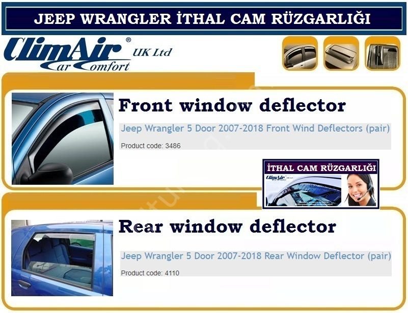 JEEP WRANGLER 2007-2018 4 Cam CLİMAİR CAM RÜZGARLIĞI