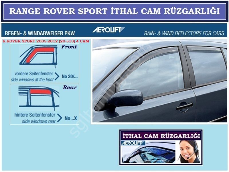 Land Rover Range Rover Sport 5D 2005-2012 4 Cam AEROLİFT CAM RÜZGARLIĞI