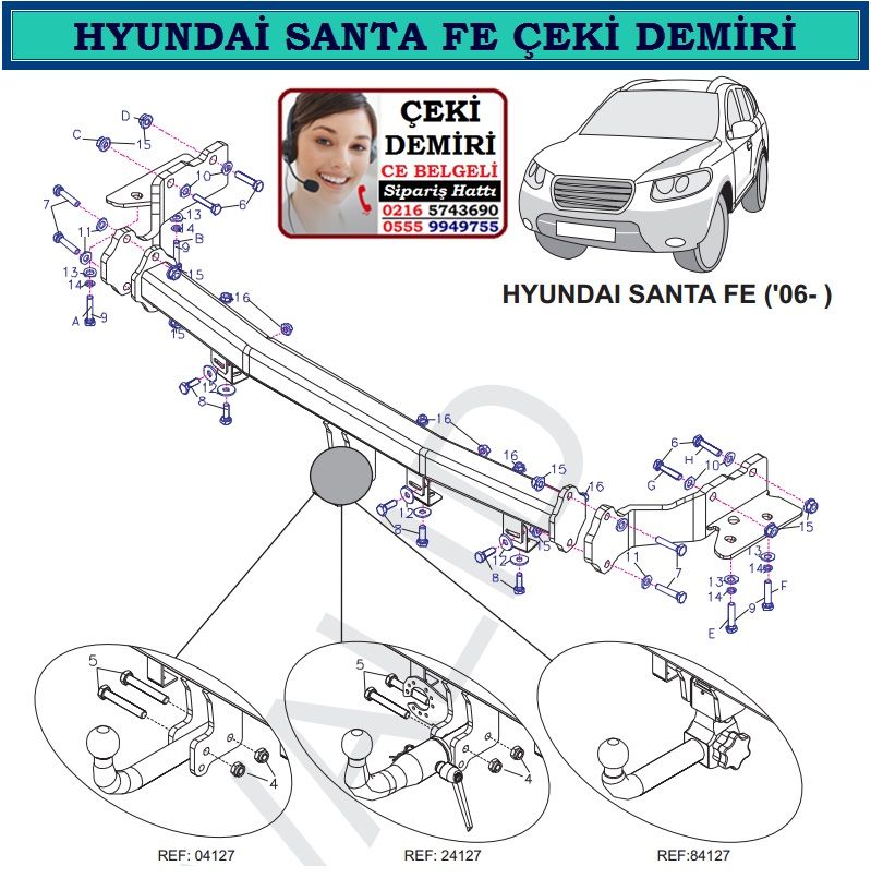 SGL-16311A HYUNDAİ SANTA FE ÇEKİ DEMİRİ 2006-.. HYUNDAİ SANTA FE AKSESUARLARI