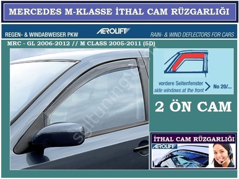 Mercedes M Serisi 5D 07.2005-2011 2 ön Cam AEROLİFT CAM RÜZGARLIĞI