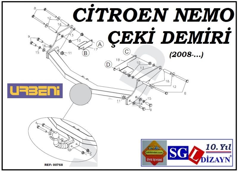 SGL-7306A CİTROEN NEMO ÇEKİ DEMİRİ (2008-...) CİTROEN NEMO AKSESUARLARI