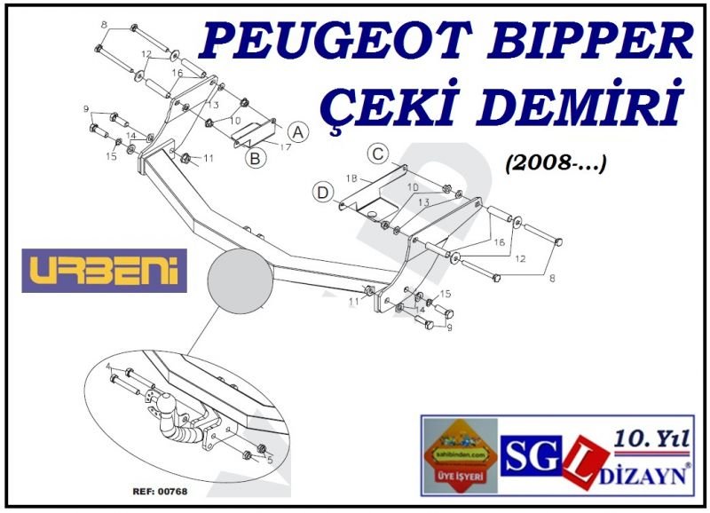 SGL-33301A PEUGEOT BİPPER ÇEKİ DEMİRİ 2008-.. PEUGEOT BİPPER AKSESUARLARI