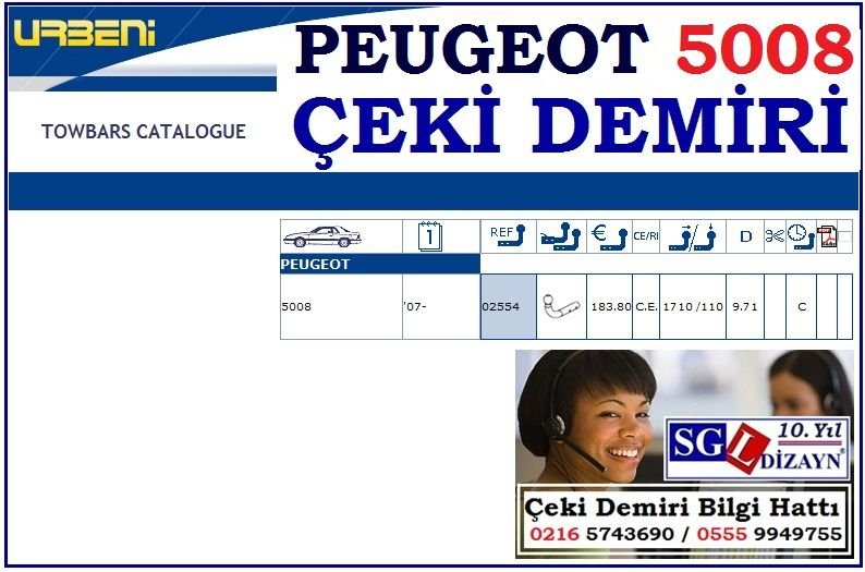SGL-33311A PEUGEOT 5008 ÇEKİ DEMİRİ 2007-.. PEUGEOT 5008 AKSESUARLARI