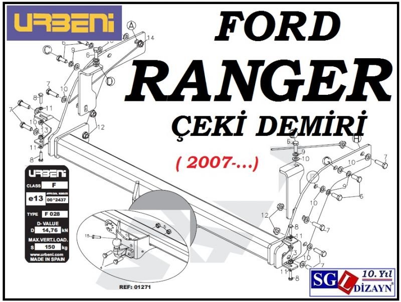 SGL-13309C FORD RANGER ÇEKİ DEMİRİ 2007-.. FORD RANGER AKSESUARLARI