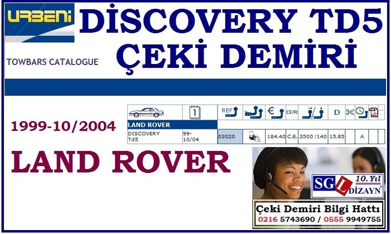 SGL-24303A DİSCOVERY 2 TD5 ÇEKİ DEMİRİ 1999-10/2004 DİSCOVERY 2 TD5 AKSESUARLARI