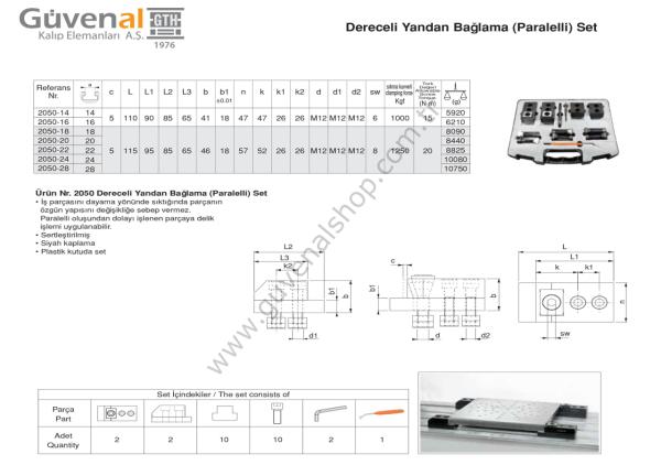 2050 Dereceli Yandan Bağlama (Paralelli) Set