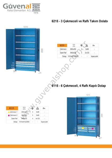 6115 - 6 Çekmeceli, 4 Raflı Kapılı Dolap