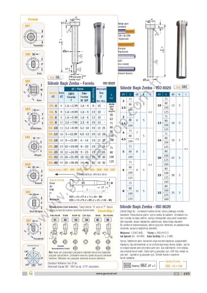 SBZ Silindir Başlı Zımba - ISO 8020
