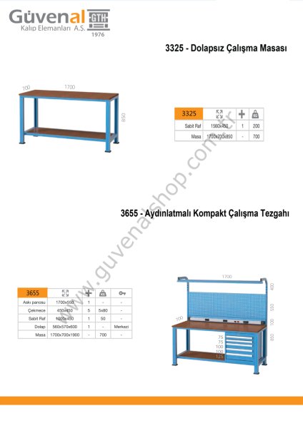 3655 - Aydınlatmalı Kompakt Çalışma Tezgahı