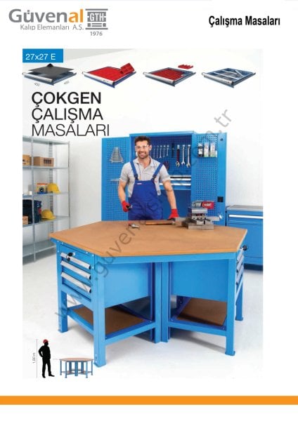 3805 - 3 Dolaplı 9 Çekmeceli Altıgen Masa