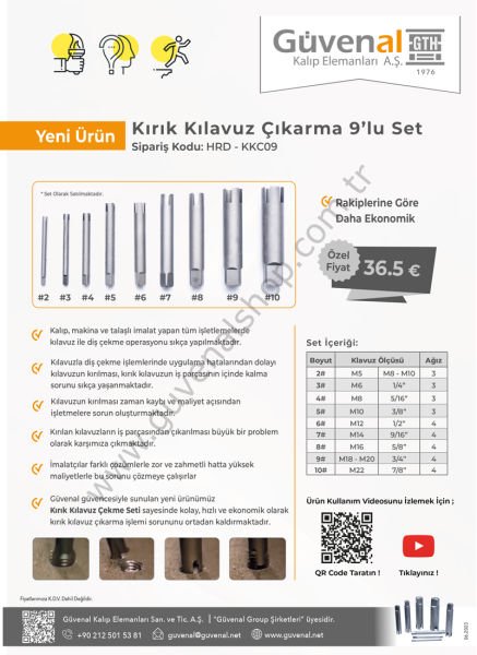 Kırık Klavuz Çıkarma 9 ' lu Set