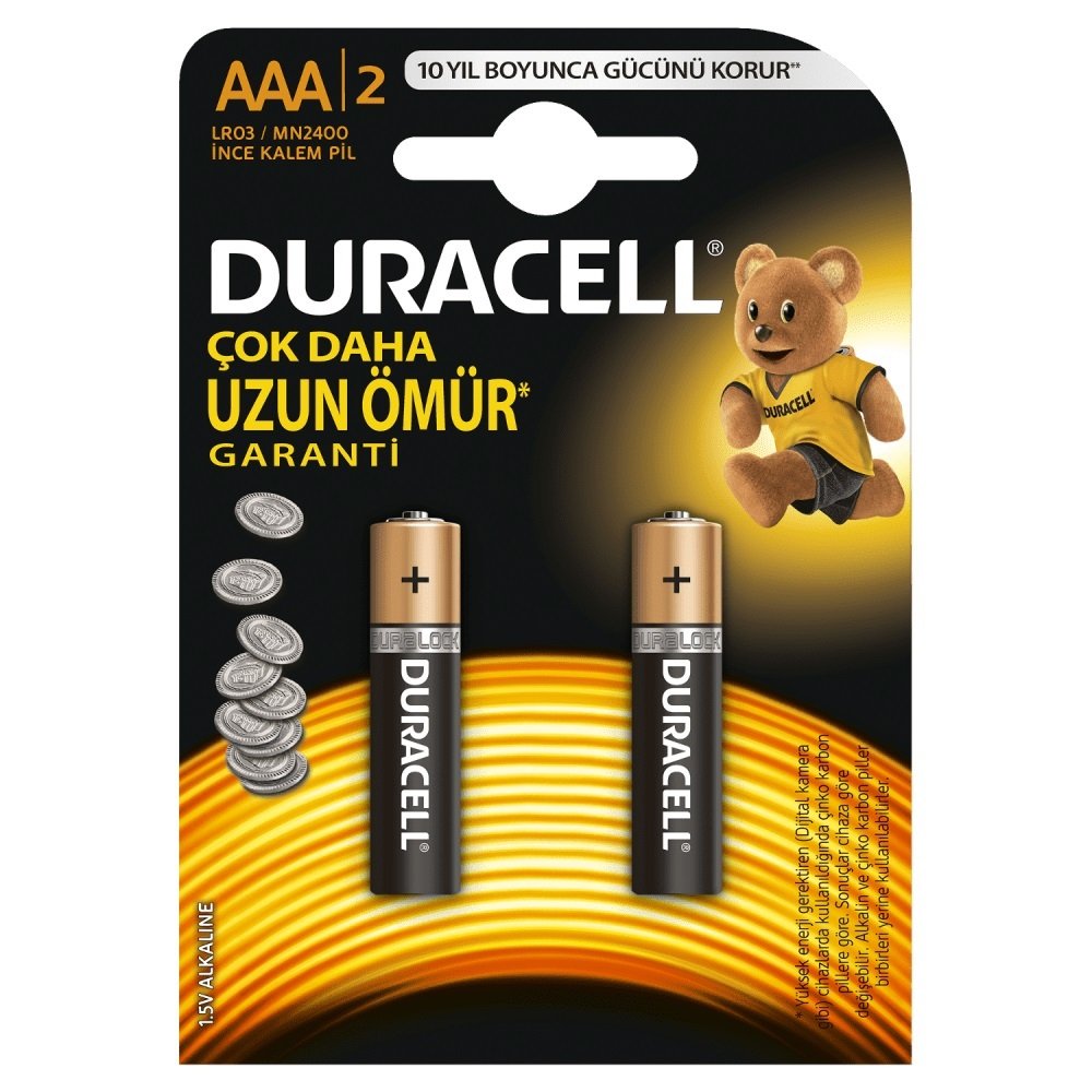 PİL DURACELL BASIC İNCE AAA 2'Lİ (PAKET)