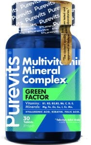 PUREVITS Green Factor Multivitamin&Mineral Complex 1250mg 30Tablet