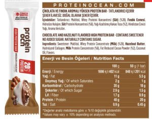 Protein Ocn PROTEİN BAR 12 Adet Chocolate & Hazelnut Aromalı