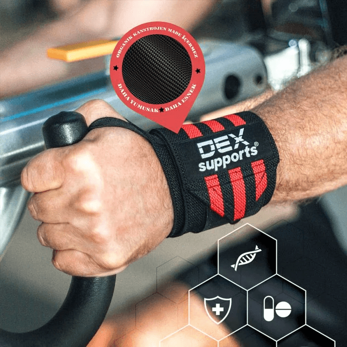 Dex Supports Lasting Energy Wrist Wraps Kırmızı Siyah 1 Çift